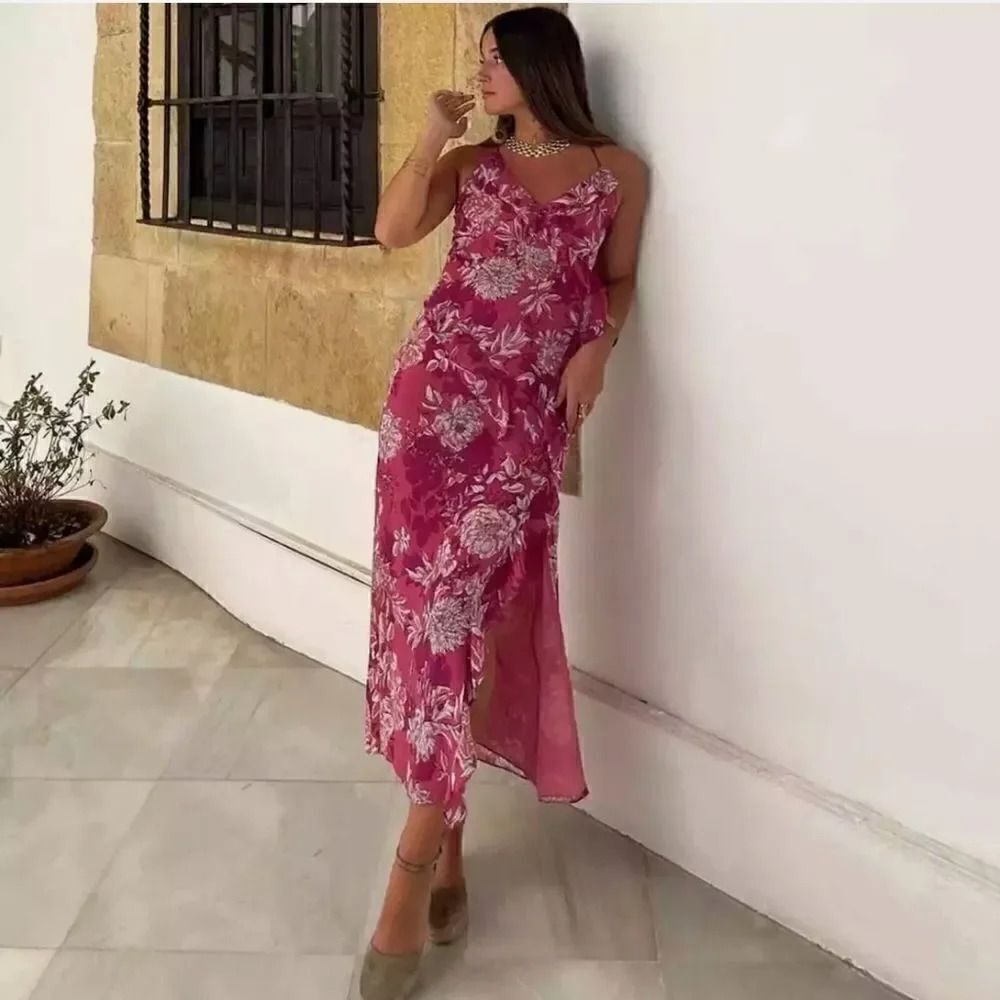 ZARA BOHO RUFFLED PRINT DRESS - Picture 7 of 12